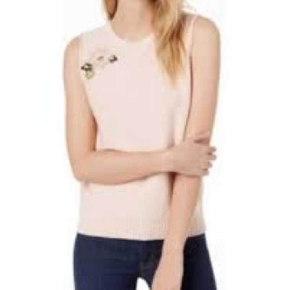 Petite Cotton Knit Sleeveless Top in Pink
